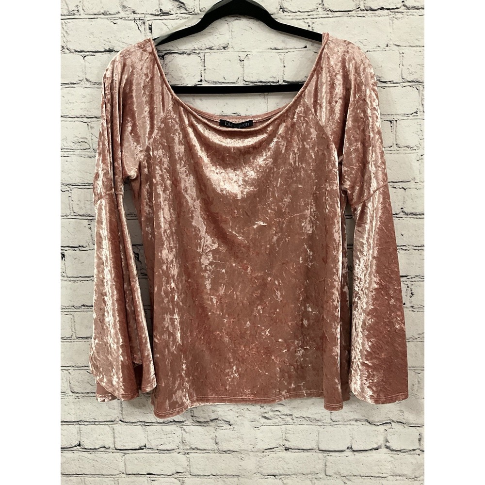 BLU HEAVEN BY UMGEE acid washed hot pink bell flutter long sleeve top Large - Picture 1 of 5